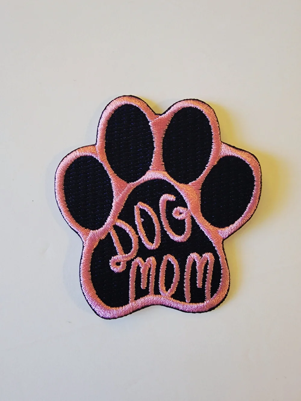Dog Mom Paw Patch - Pink and Black Embroidered Pet Patch